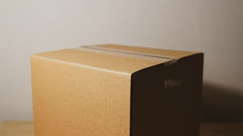 Kapalı kahverengi kargo kutusu ve paketleme malzemeleri